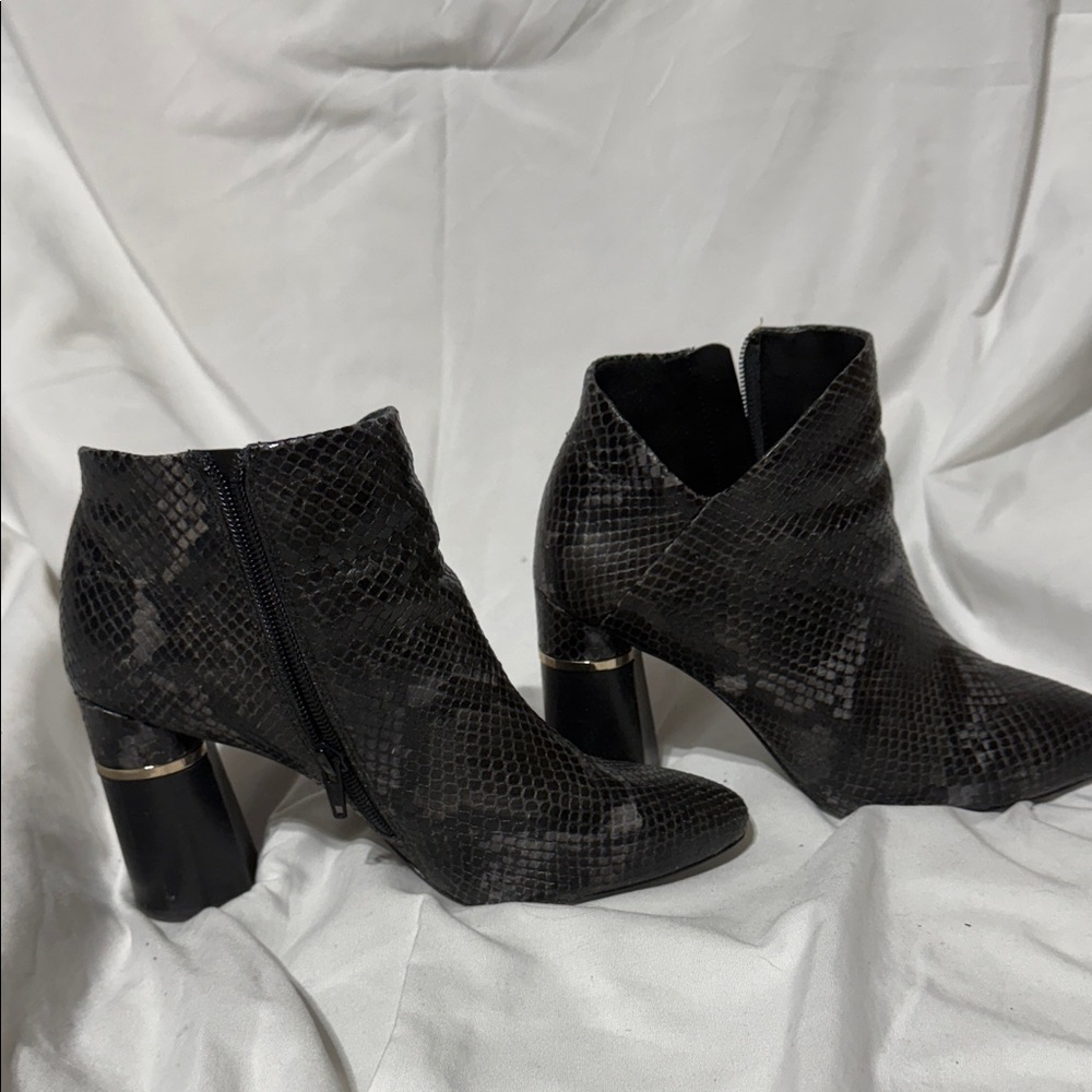 ANTONIO MELANI Black Snake Pattern Ankle Boots